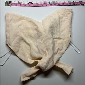 H&M Neutral Linen Tie-Front Bandeau Top | Cream | Small